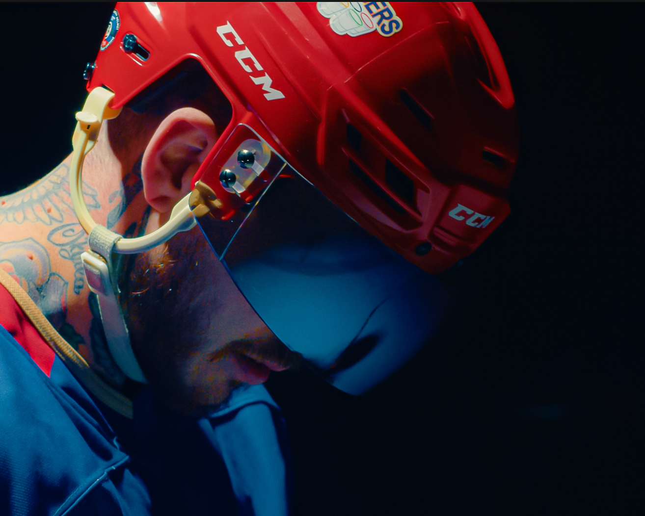 (IN-STOCK) Ronin R3B Blue Mirrored Straight Cut Hockey Visor